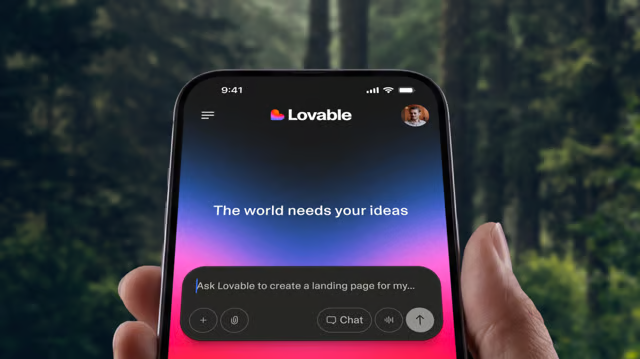 Lovable criando sites e aplicativos com inteligência artificial no celular
